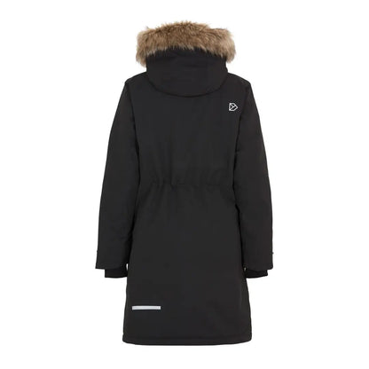 Black winter coat with fur-trimmed hood from Didriksons Erika Womens Parka 3