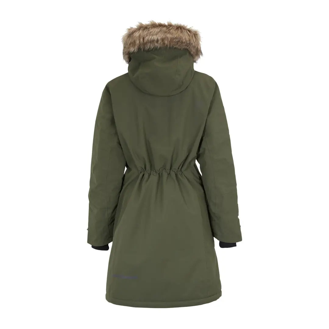 Green Didriksons Erika Womens Parka 3 perfect for cold winter weather with fur hood