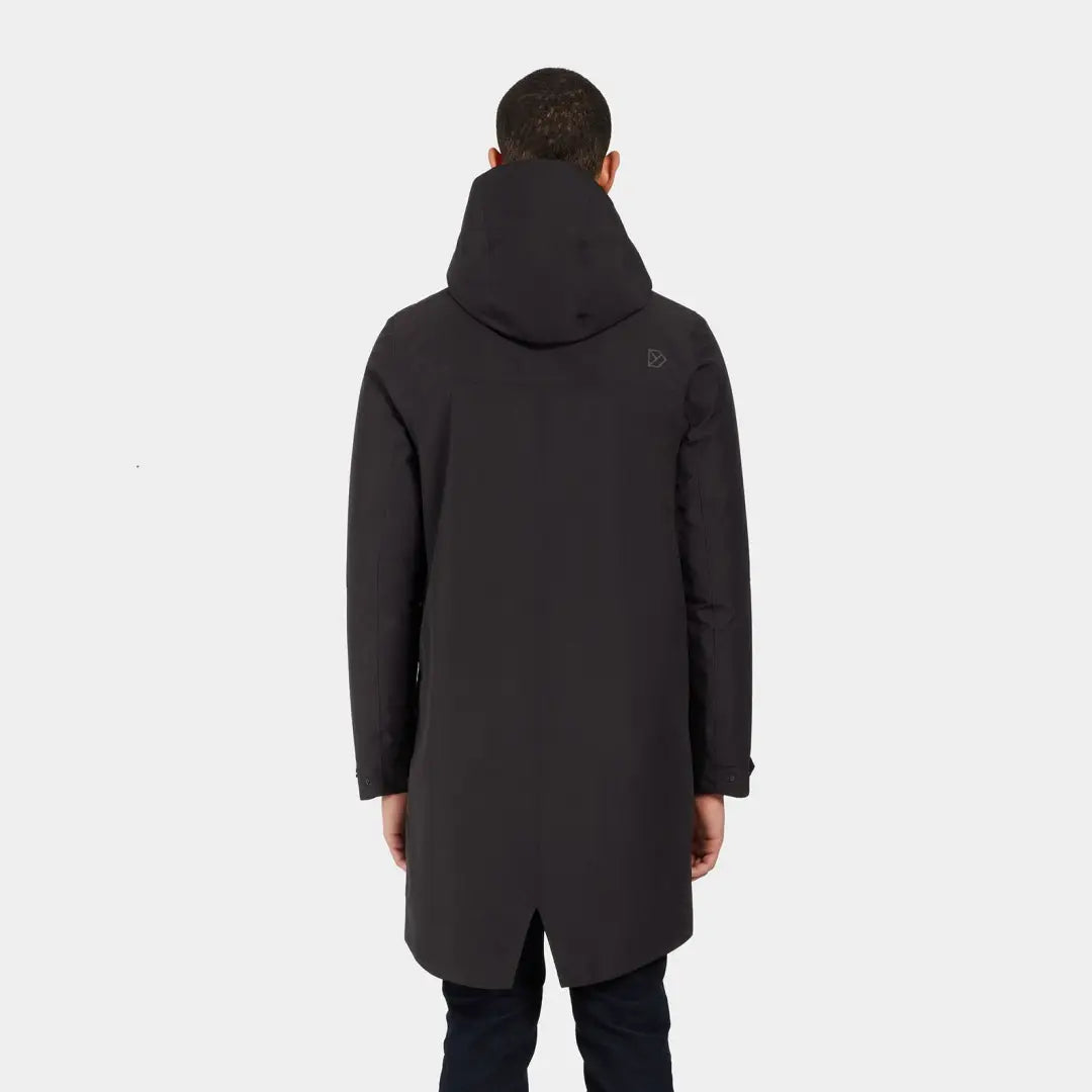 Back view of the black Didriksons Falke Parka showcasing stylish winter warmth