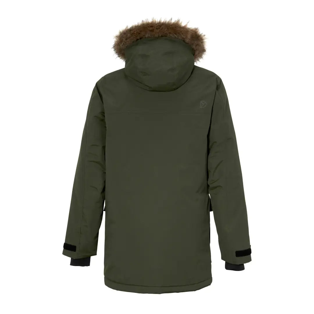 Dark green Didriksons Fredrik Parka with fur-trimmed hood, perfect heavy padded windproof style