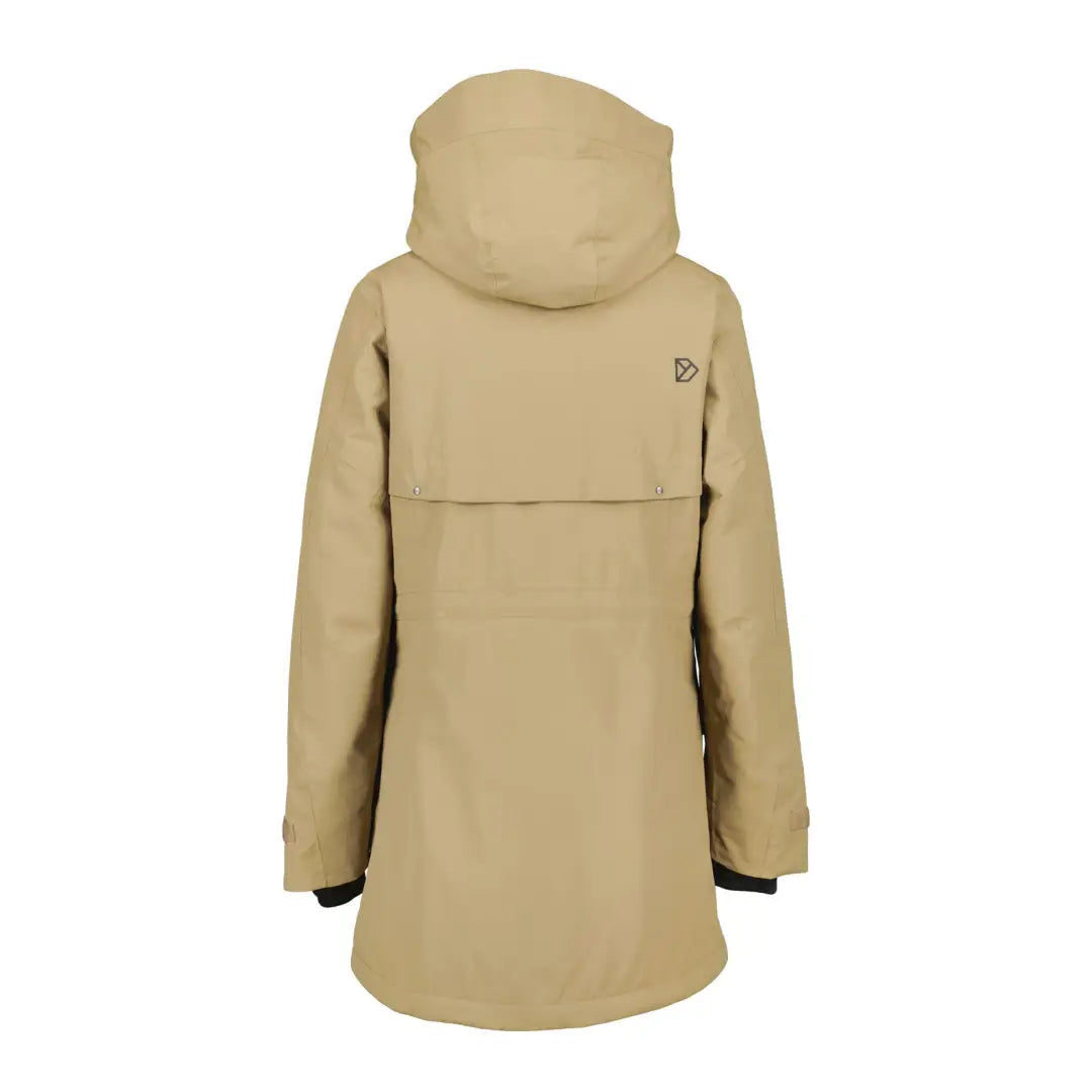 Beige hooded winter coat with back vent from Didriksons Frida Womens Parka 7