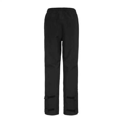 Black wide-leg Didriksons Grit Rain Pants 2 with cuffed hems for stylish functional rain wear