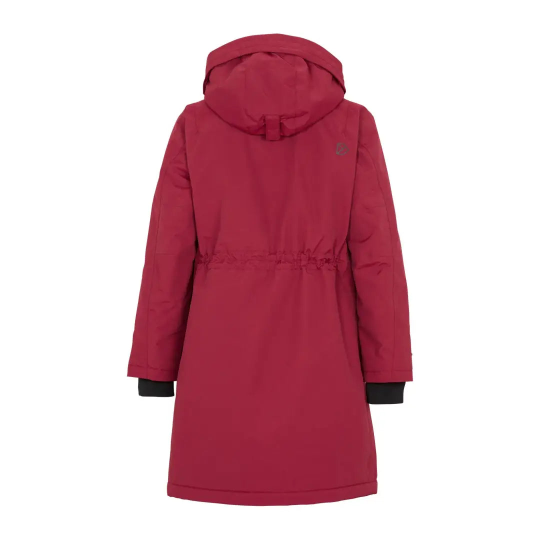 Red hooded drawstring waist Didriksons Josefine Womens Parka, perfect windproof style