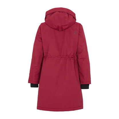 Red hooded drawstring waist Didriksons Josefine Womens Parka, perfect windproof style