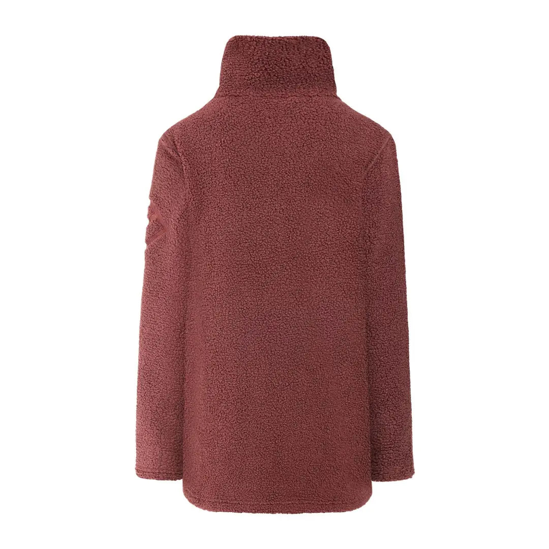 Burgundy plush turtleneck sweater from Didriksons Marina Half Zip fleece collection