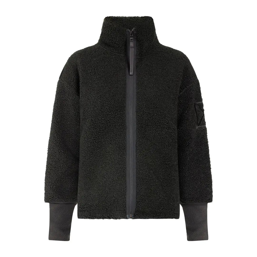 Black fleece jacket with high collar for autumn’s crisp winds, Didriksons Mella 3 Full Zip