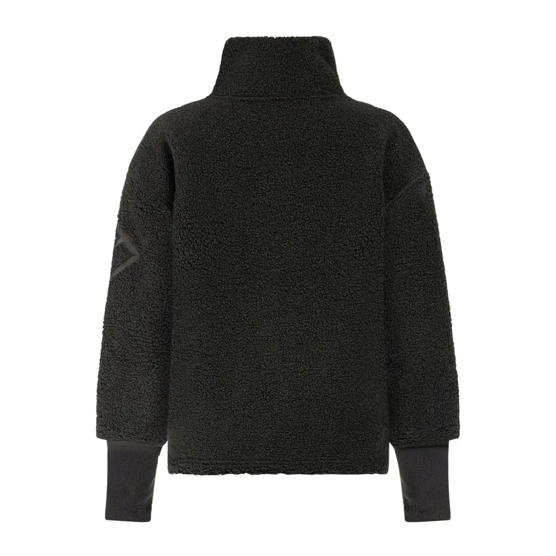 Black turtleneck sweater with ribbed cuffs perfect for autumn’s crisp winds