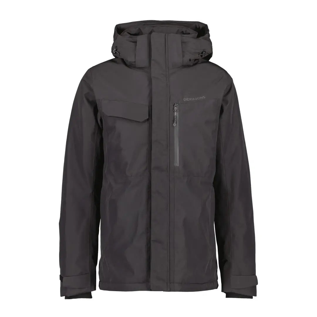 Dark gray Didriksons Stefan Jacket made of conventionally dyed polyester with pockets