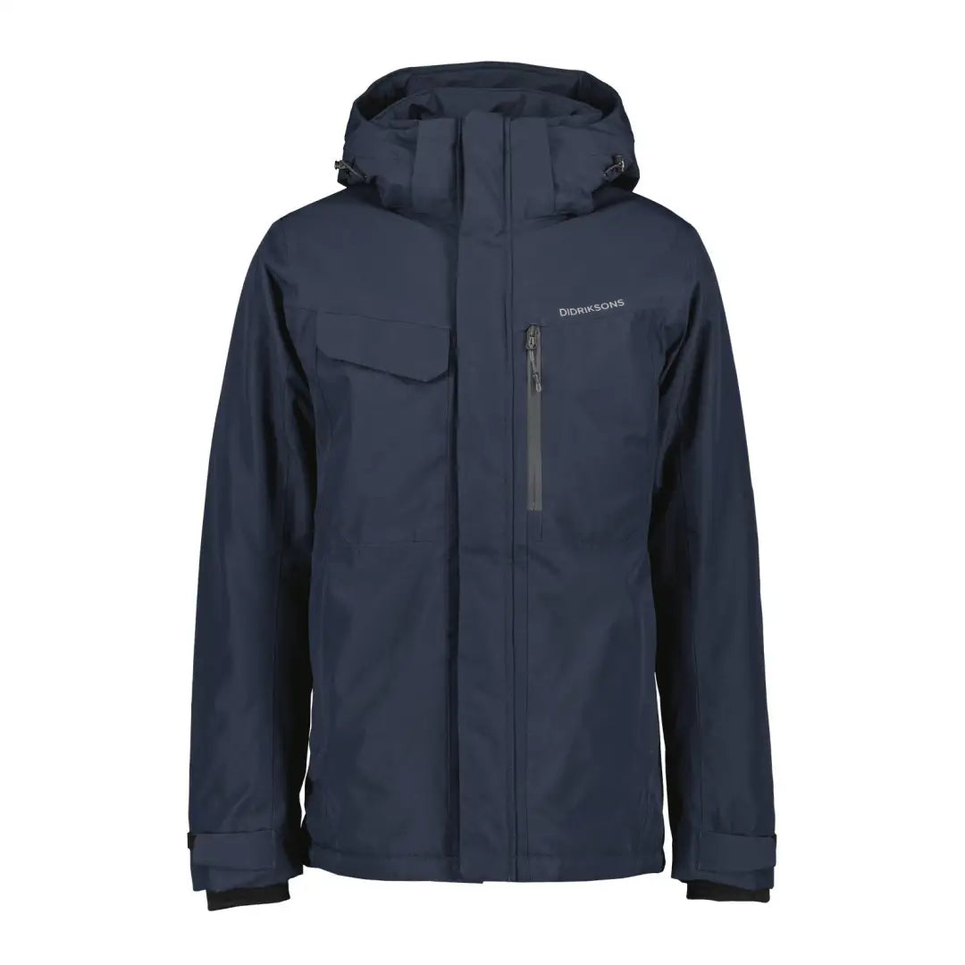 Navy blue Didriksons Stefan Jacket with pockets and zipper for winter style