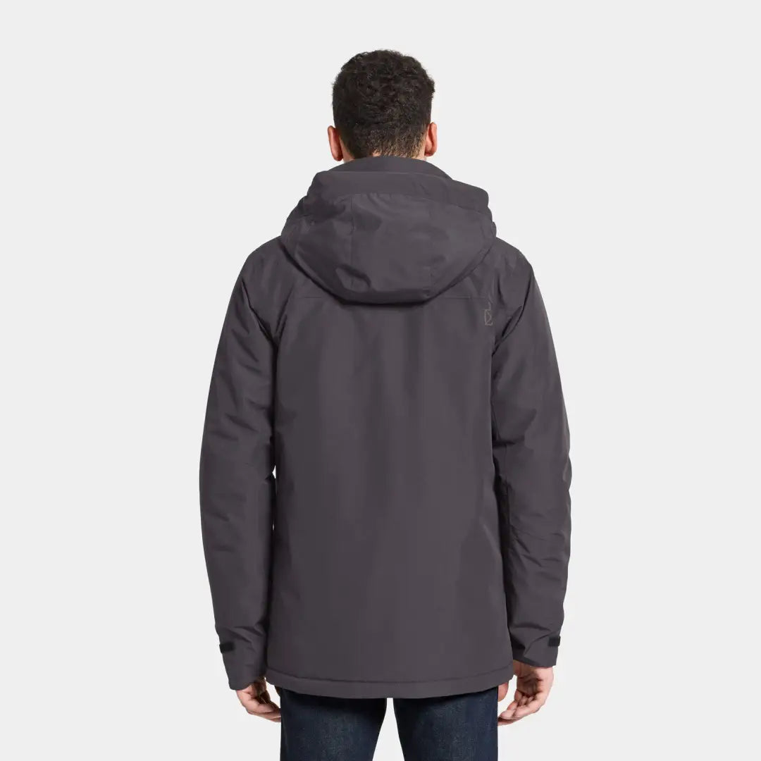 Dark gray Didriksons Stefan Jacket in conventionally dyed polyester, back view