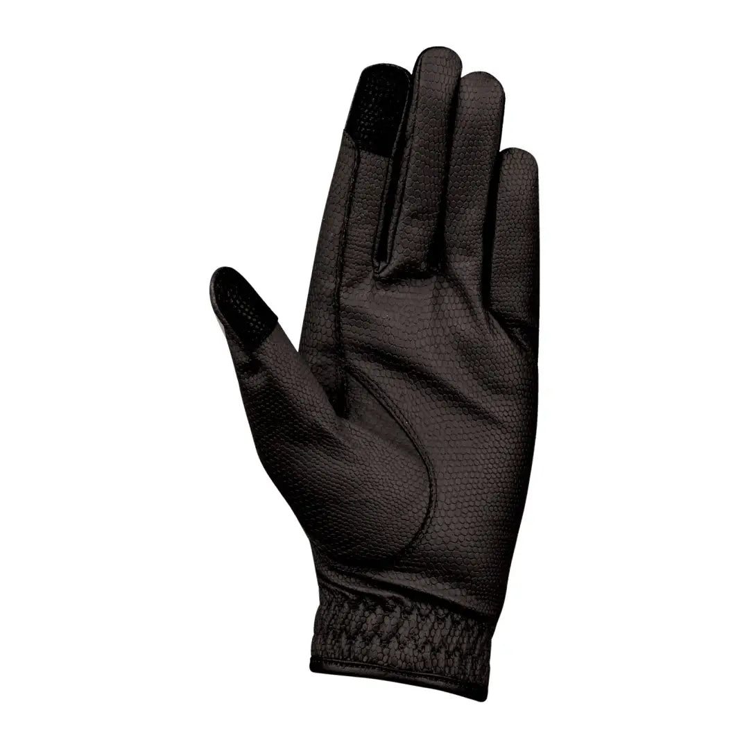 Black leather Dublin Everyday touch screen compatible riding glove with woven strap