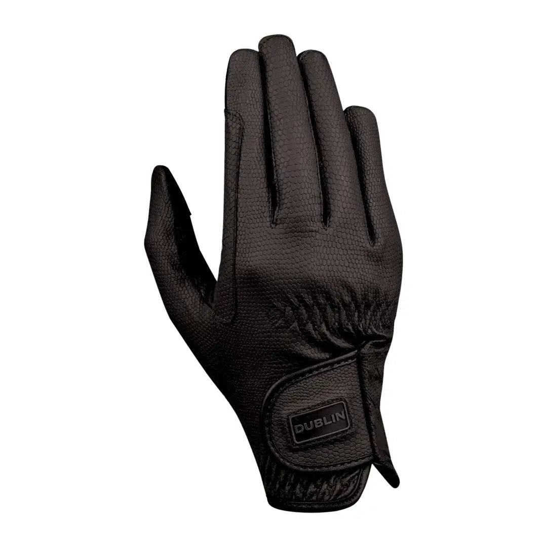 Black leather Dublin Everyday Touch Screen Compatible Riding Gloves with brand logo