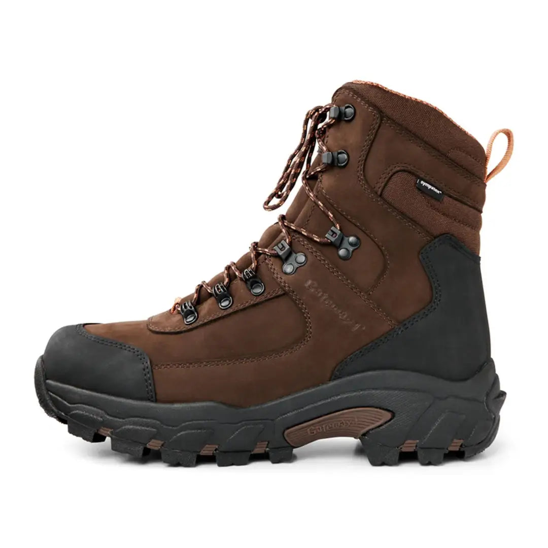 Rugged brown Gateway1 Game Tracker boots with thick treaded soles for hiking adventures