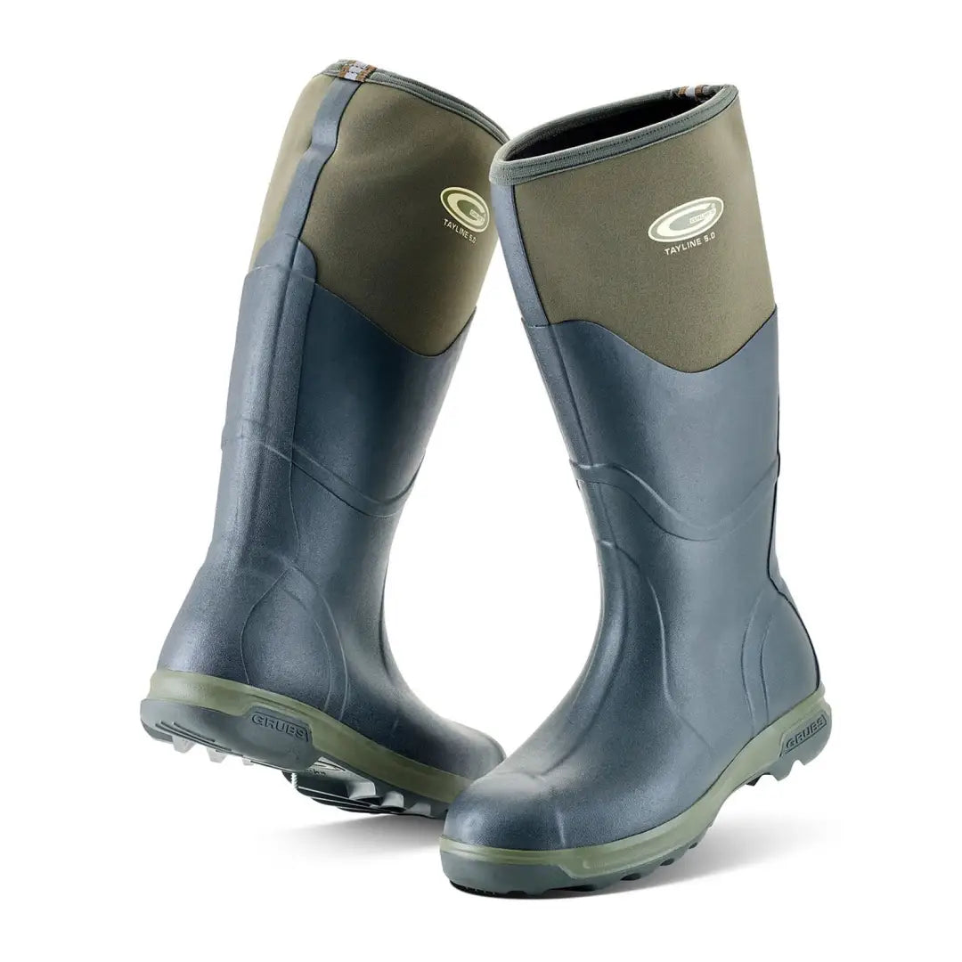 Navy blue and olive green Grubs Tayline 5.0 calf height rubber boots with 5mm Insufoam-Ultra™ neoprene