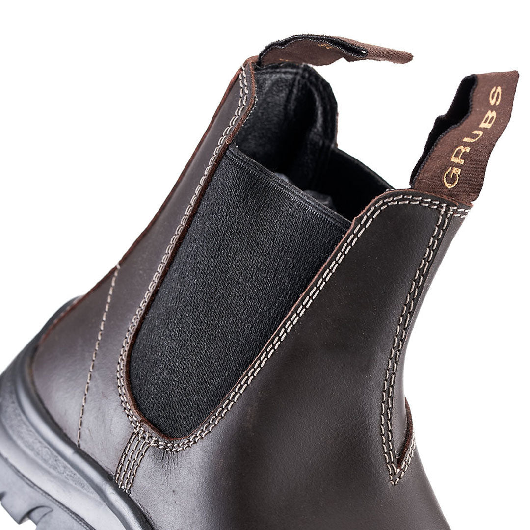 Brown leather Chelsea boot from Grubs Tornado Safety Dealer Boots, perfect work boot for country clothing