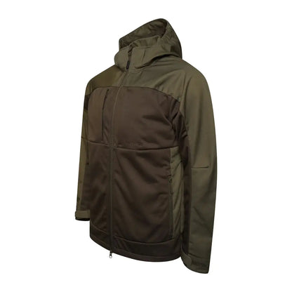 Hooded two-tone olive green and brown Harehill Ridgegate Active Hybrid jacket