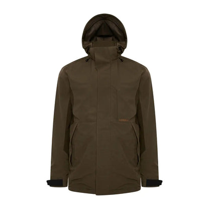 Dark brown ridgegate waterproof jacket with zippered front and side pockets