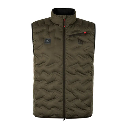 Olive green Harkila Clim8 Insulated Waistcoat with high collar and zipper closure