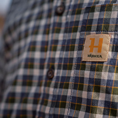 Plaid button-down Harkila Fjell Shirt with logo patch perfect for country clothing and outdoors