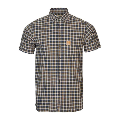 Plaid short-sleeved button-down shirt for stylish country clothing and outdoor adventures