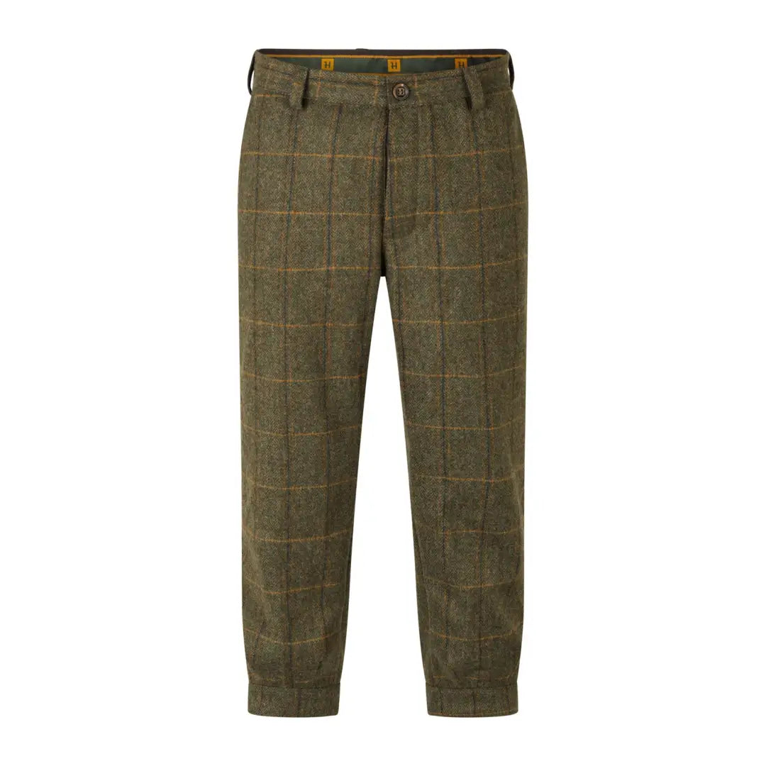 Pair of olive green tweed Kenmore GTX Breeks with subtle windowpane check pattern