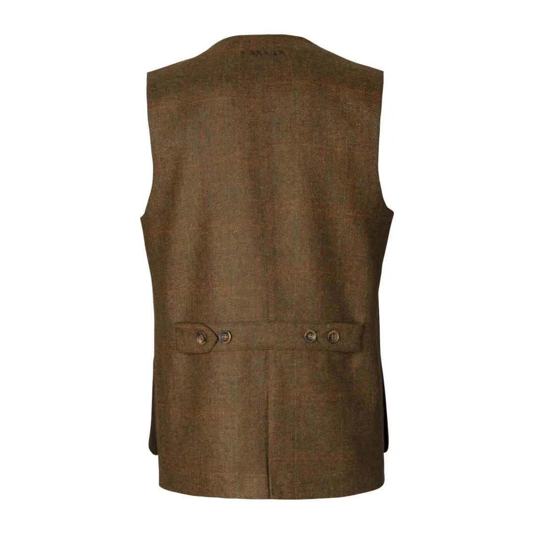 Brown suede Harkila Kenmore Shooting Waistcoat with buttons and pockets