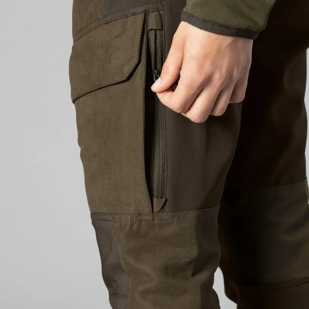 Olive green Harkila Ladies Scandinavian Trousers with pockets for stylish country clothing