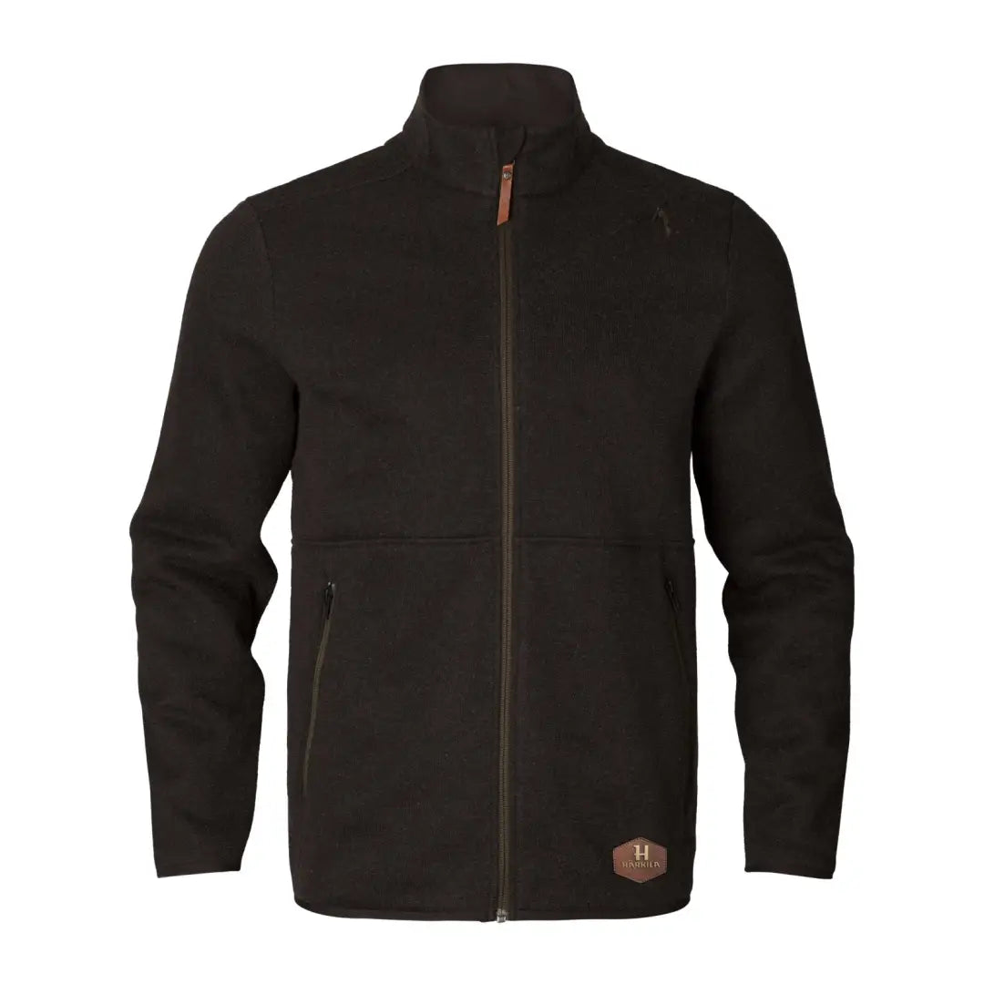 Black Harkila Metso zip fleece jacket in teckwool blend, perfect for winter hunts