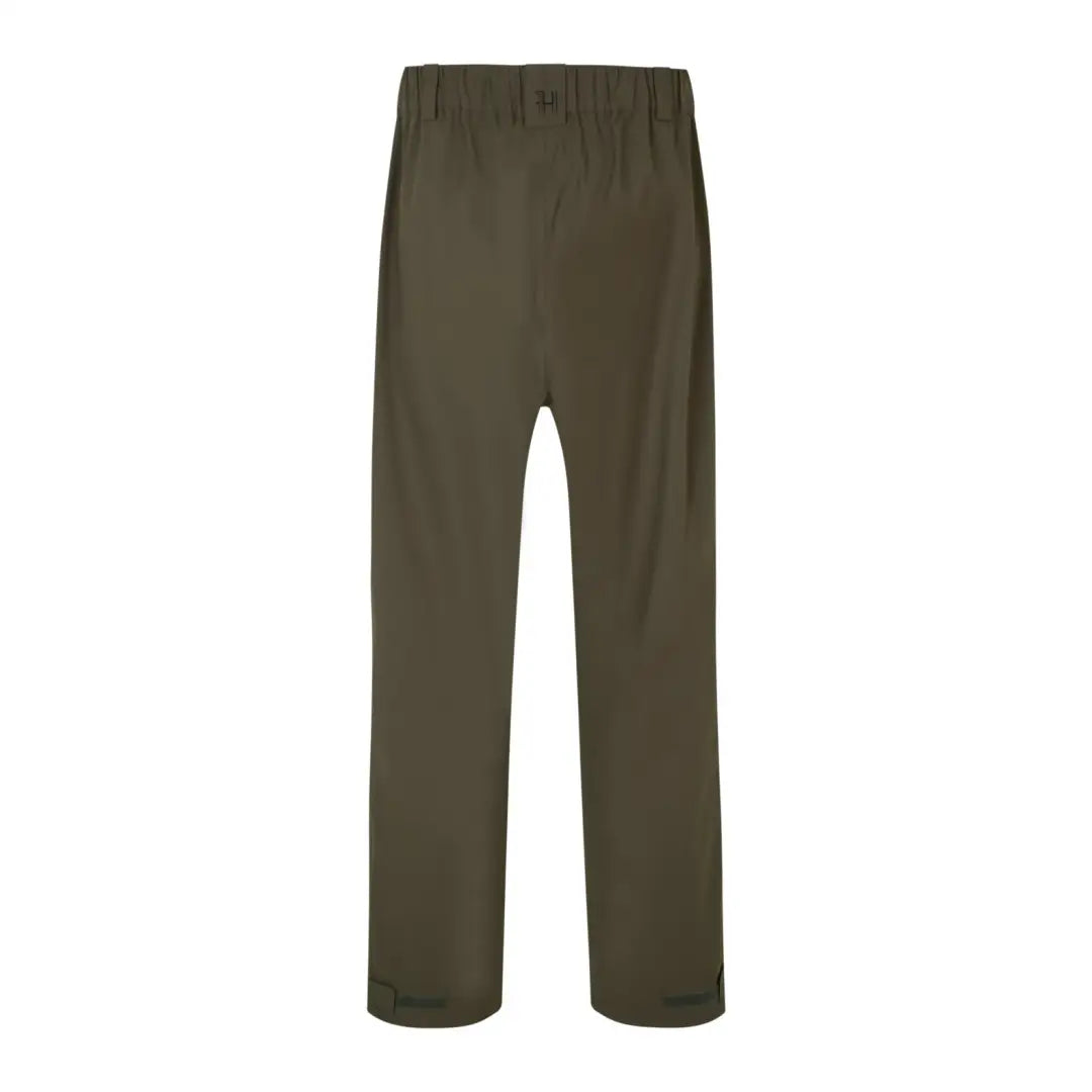 Olive green elastic-waist straight leg Harkila Orton Overtrousers for outdoor comfort