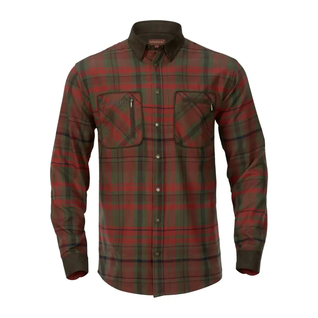 Plaid Harkila Pajala Shirt in red and green with strong micro-suede reinforcements