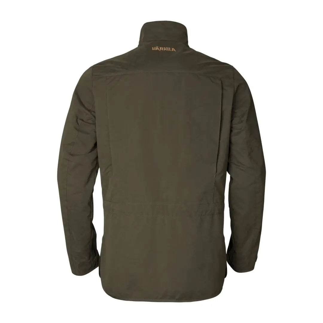 Dark green Harkila Rannoch HWS Shooting Jacket with high collar and zipper closure