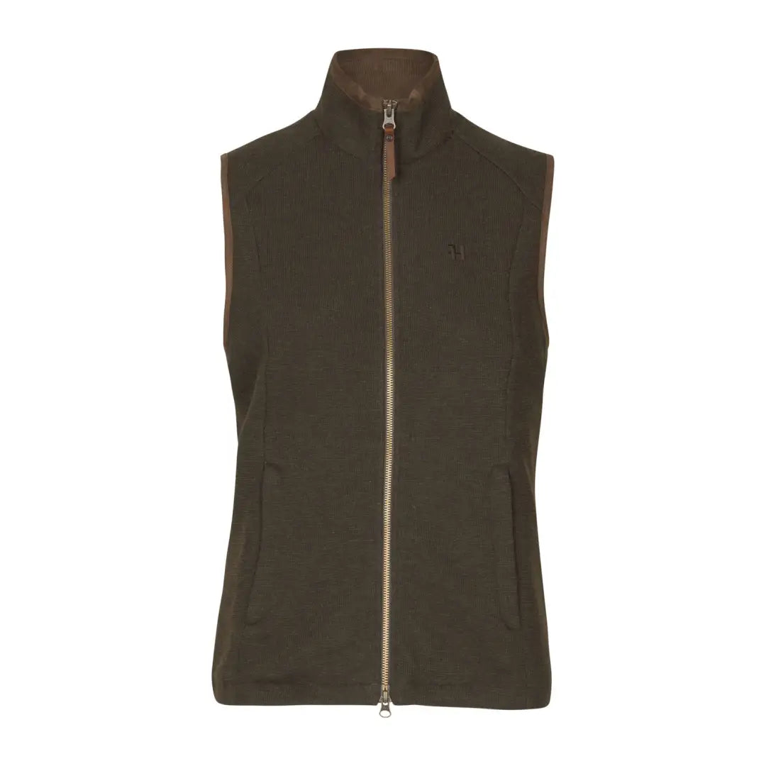 Dark green sleeveless zip-up Harkila Sandhem Pro women’s waistcoat with high collar