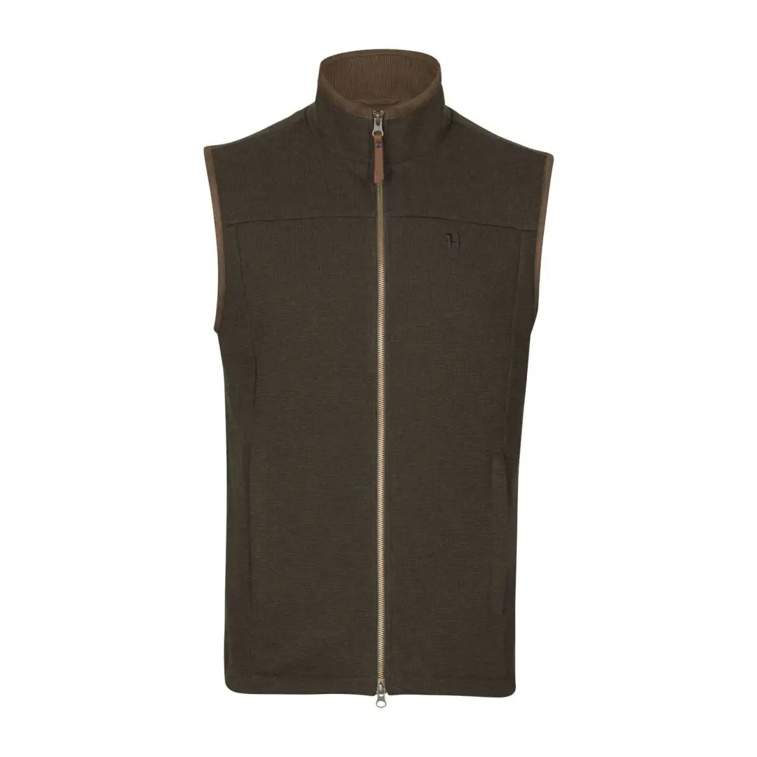 Dark green sleeveless Harkila Sandhem Pro Waistcoat with high collar and zip-up design