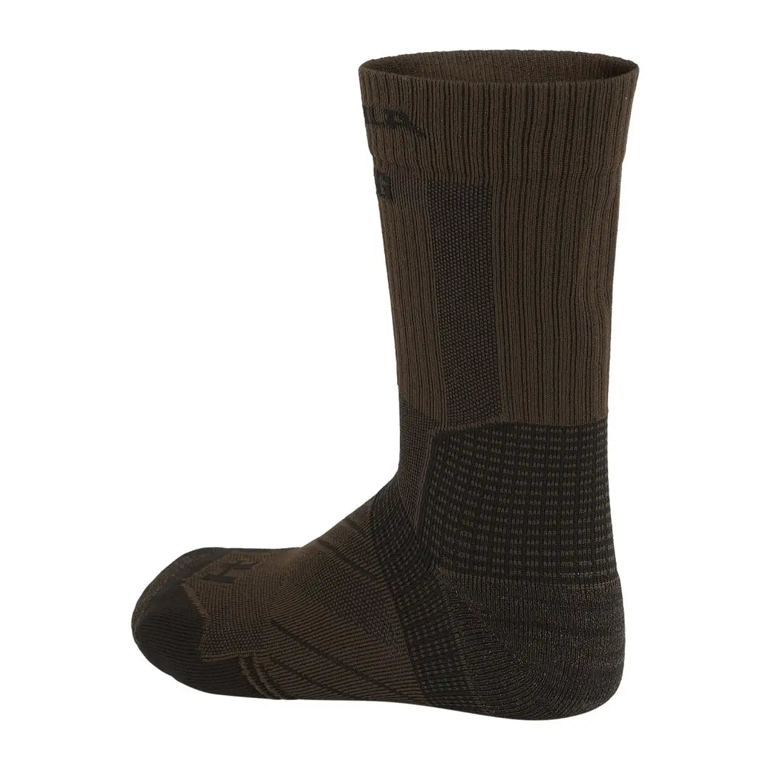 Dark brown ribbed Harkila Trail Socks with reinforced heels and toes for durability