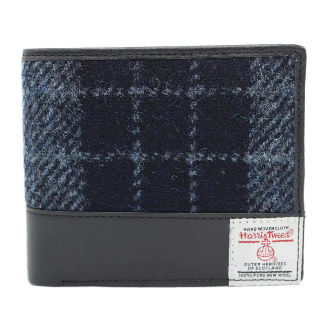 Men’s Harris Callum Harris Tweed leather wallet with plaid fabric panel and trim