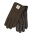 Brown and black gloves with Harris Tweed label from Heather Grant Harris collection