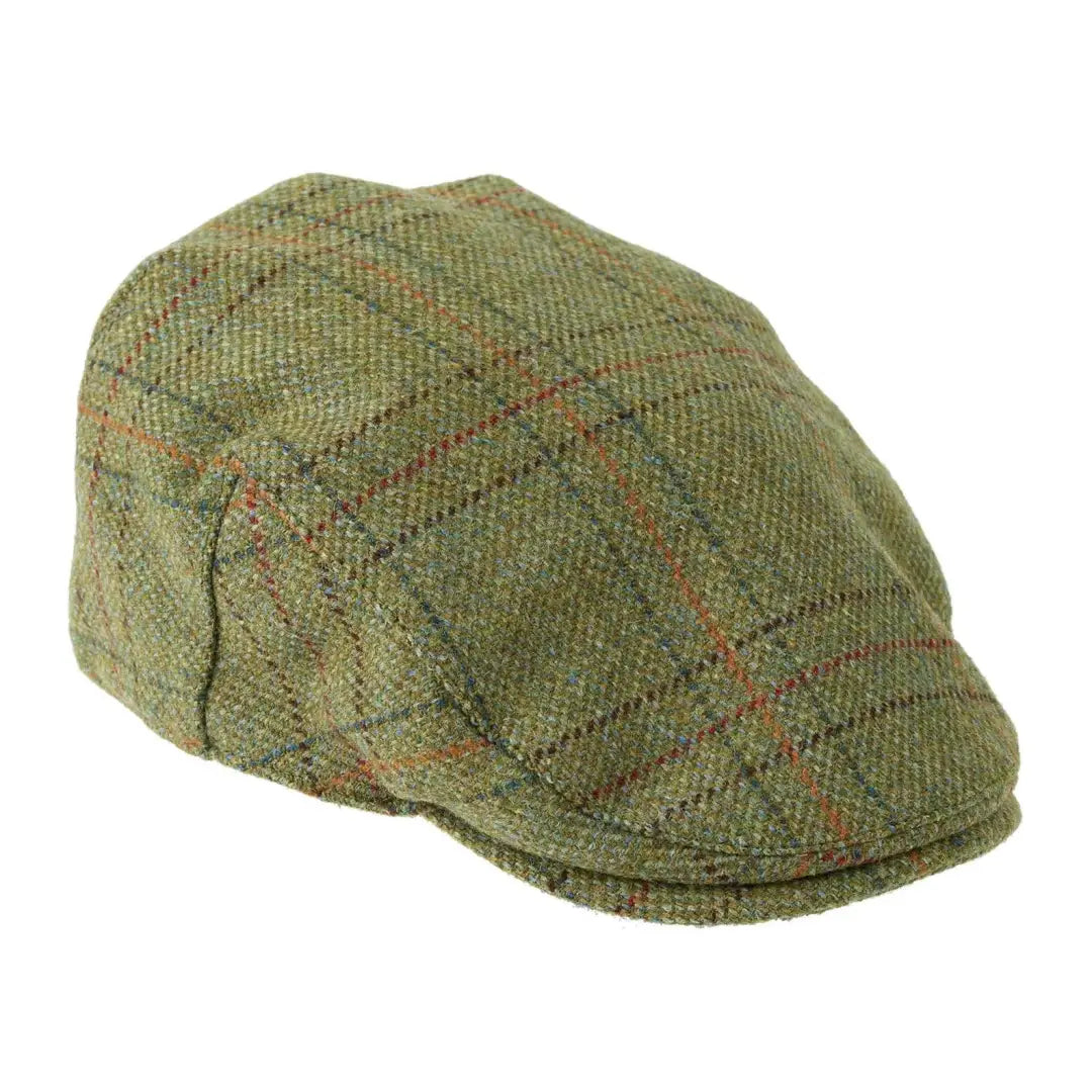 Flat cap in green tweed with plaid, Heather Kinloch Waterproof British style