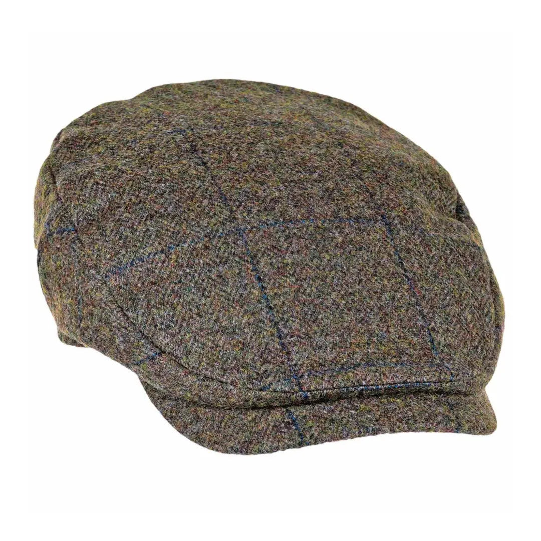 Heather Maxwell British Tweed Bond Cap in Navy Overcheck with herringbone pattern