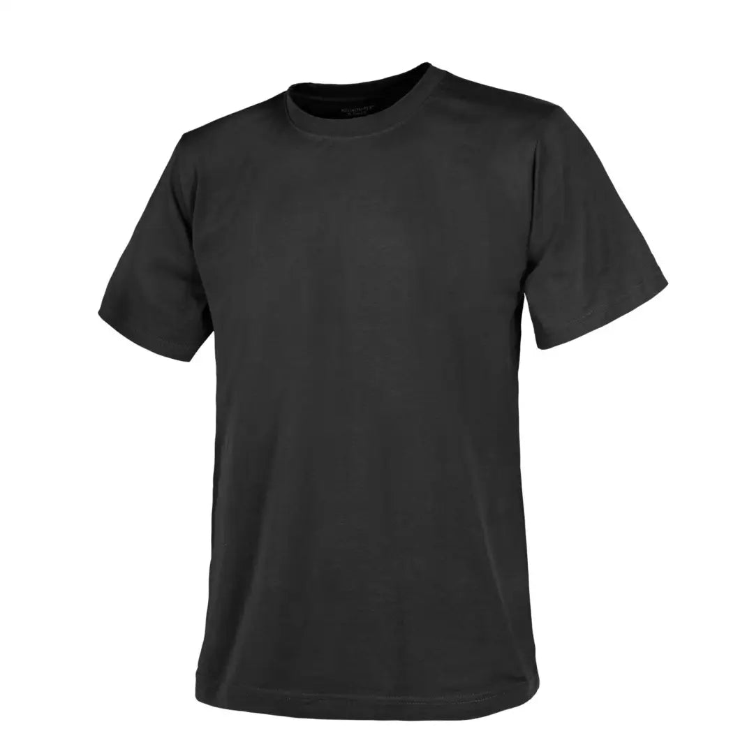 Plain black short-sleeved Helikon-Tex Cotton T-Shirt for country clothing and outdoors