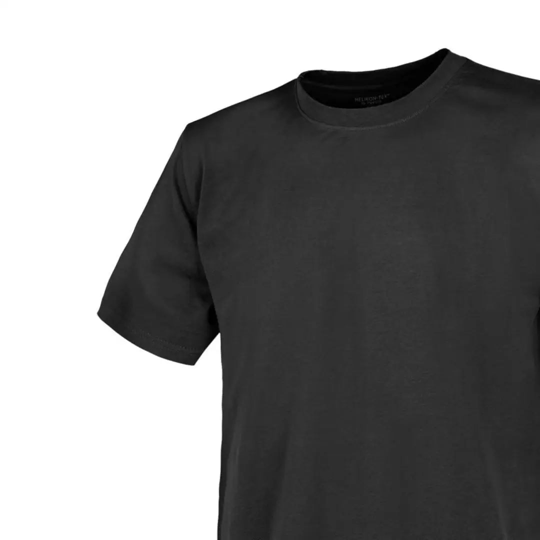 Plain black Helikon-Tex Cotton T-Shirt perfect for country clothing, hunting, and outdoors