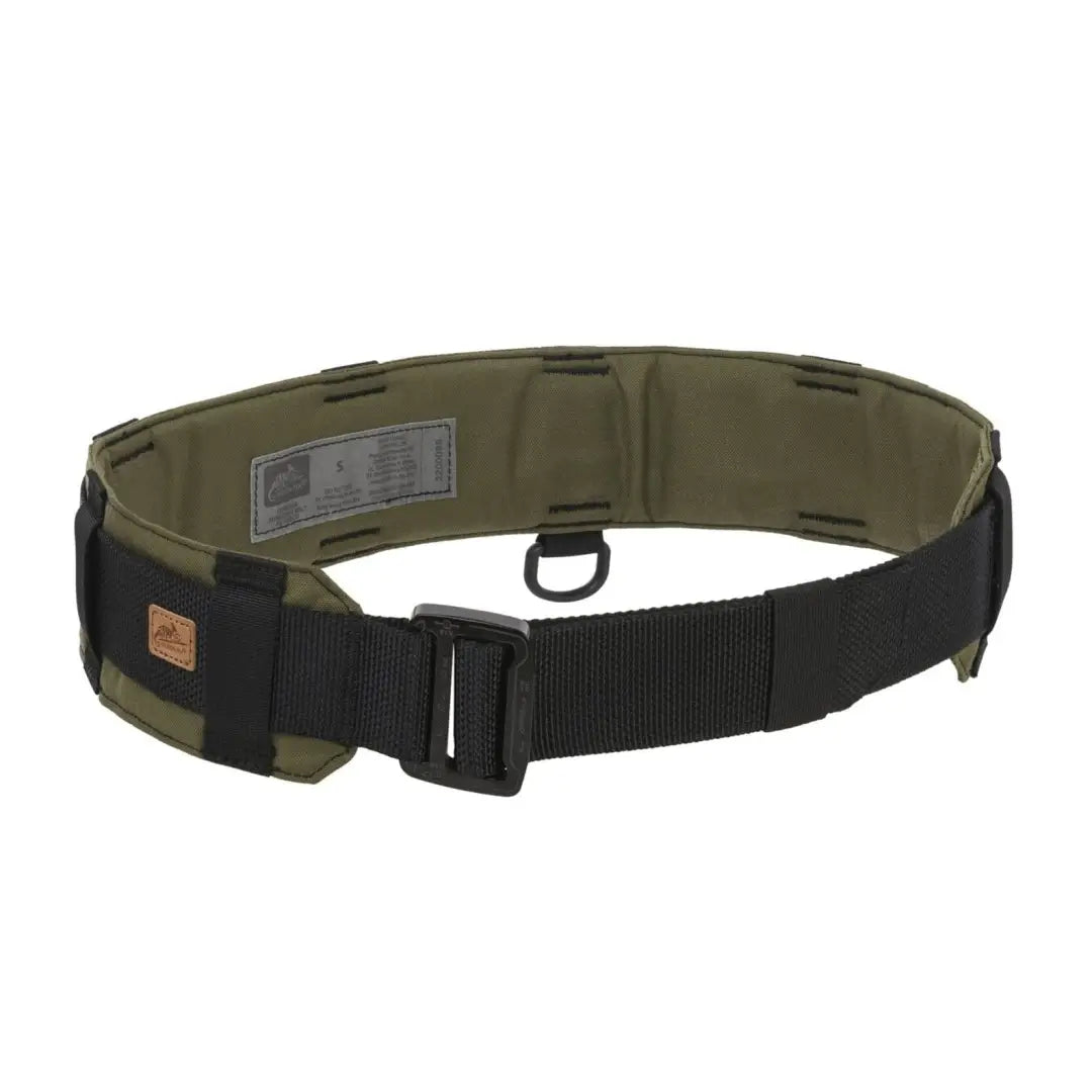 Tactical Helikon-Tex Forester Bushcraft Belt with olive green padding and black webbing