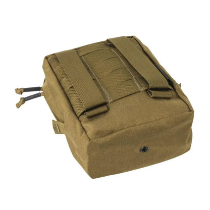 Tan Helikon-Tex cargo pouch with MOLLE straps, perfect for hunting and outdoor use