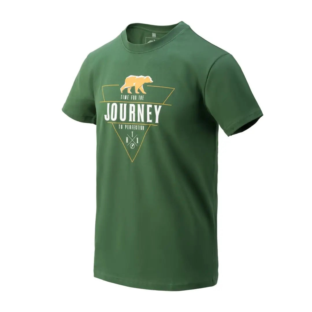 Green Helikon-Tex Journey to Perfection T-shirt with bear design, perfect for country clothing