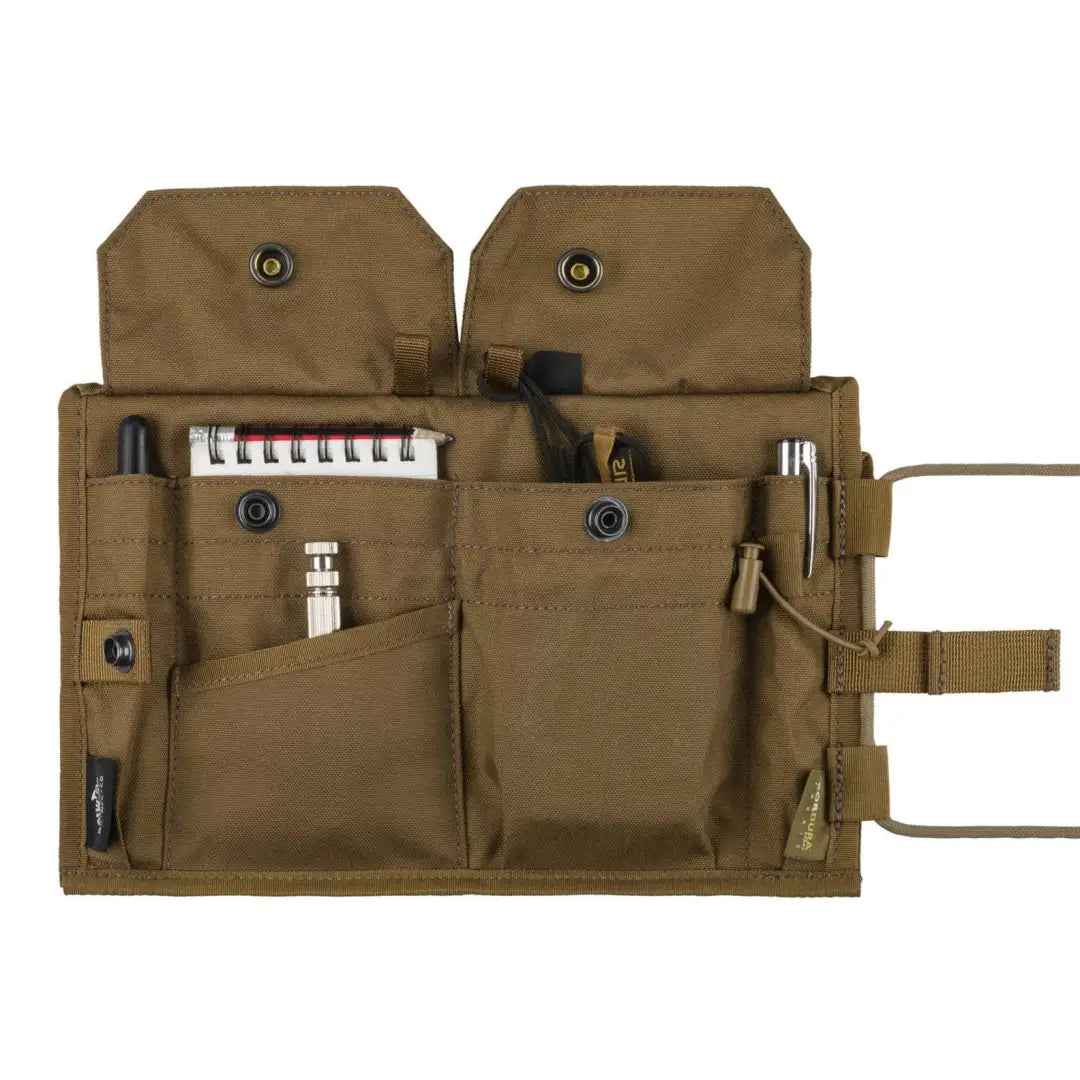 Tactical organizer pouch with compartments for tools in a Helikon-Tex Map Case