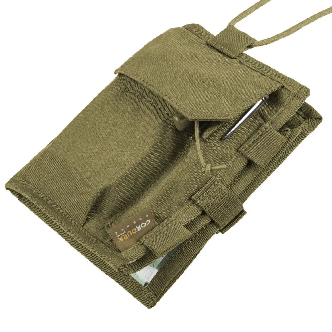 Olive green Helikon-Tex Map Case with compartments and pen holder for tactical use