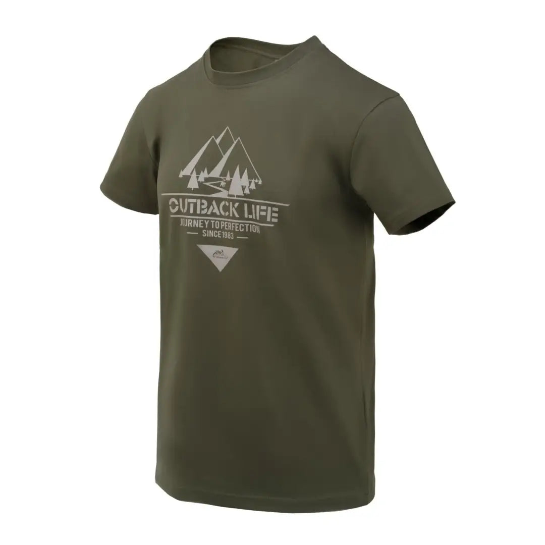 Olive green Helikon-Tex Outback Life T-shirt perfect for outdoors and country clothing