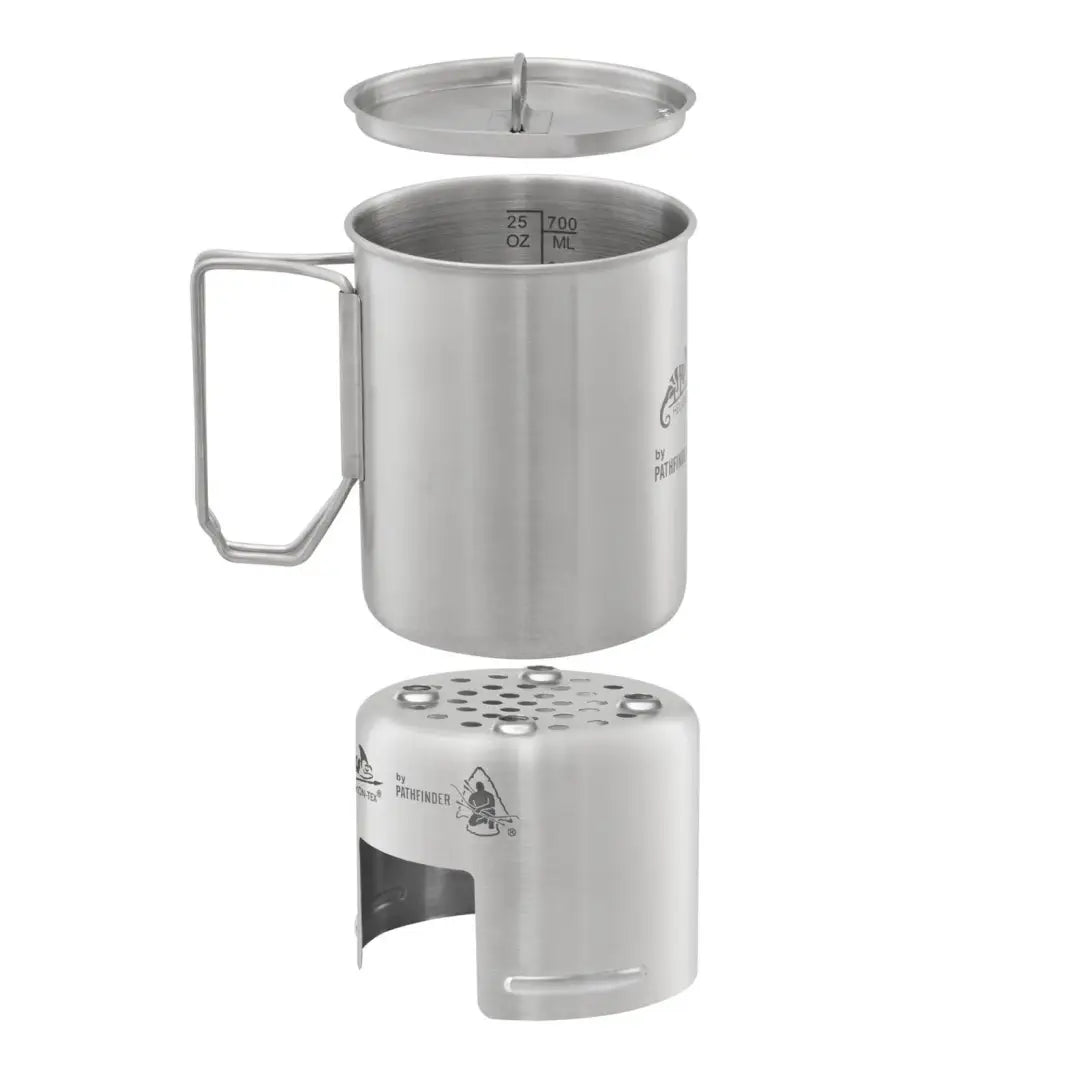 Stainless steel camping mug with lid and stove base in Helikon-Tex Pathfinder set