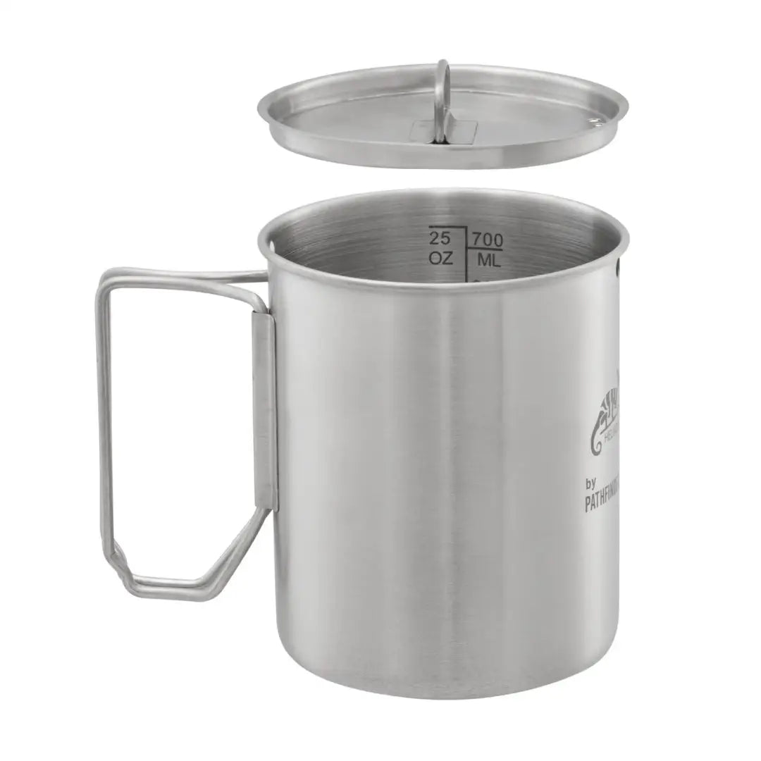 Stainless steel camping mug with lid and folding handle from Helikon-Tex Pathfinder set