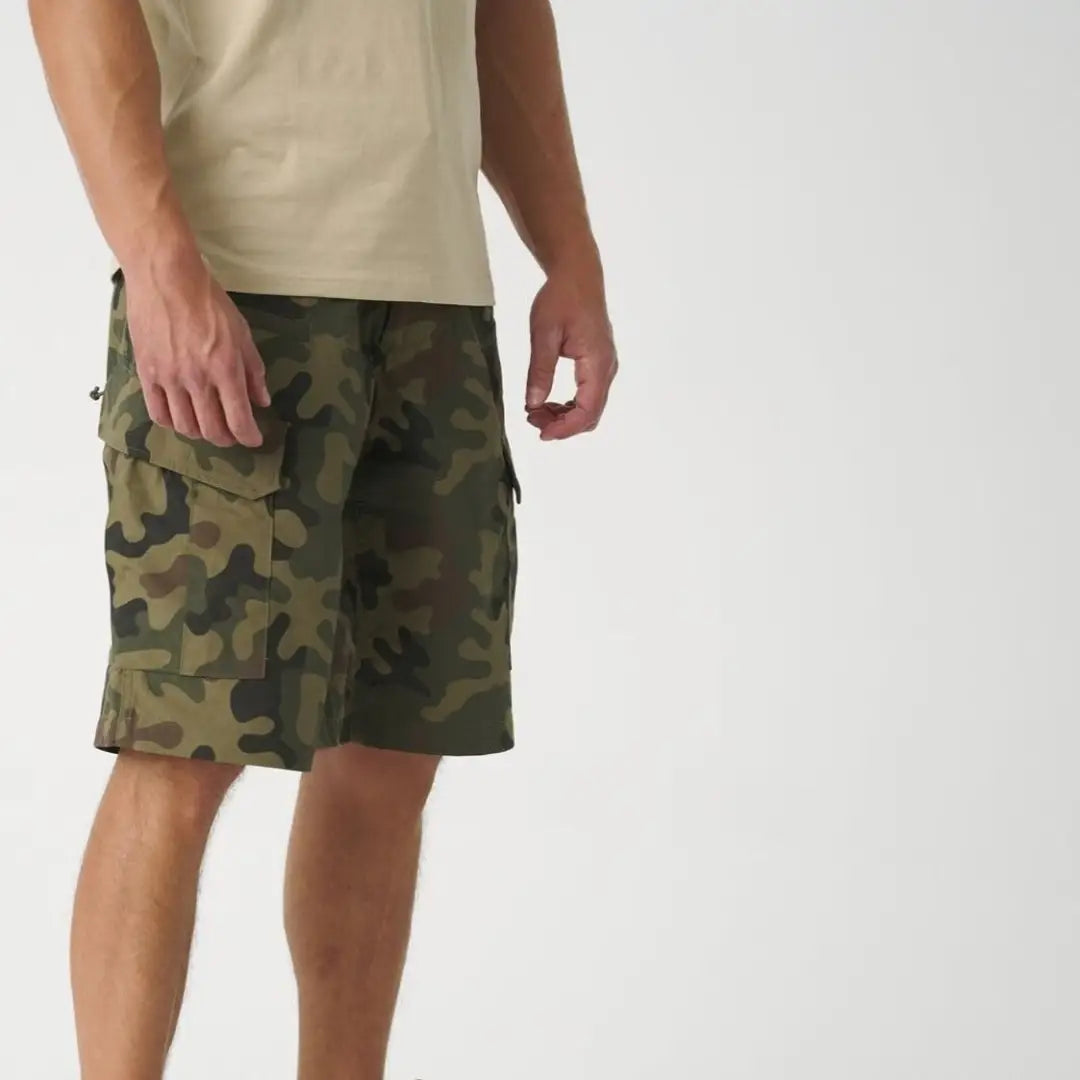 Camouflage cargo shorts for outdoor adventures in country clothing style