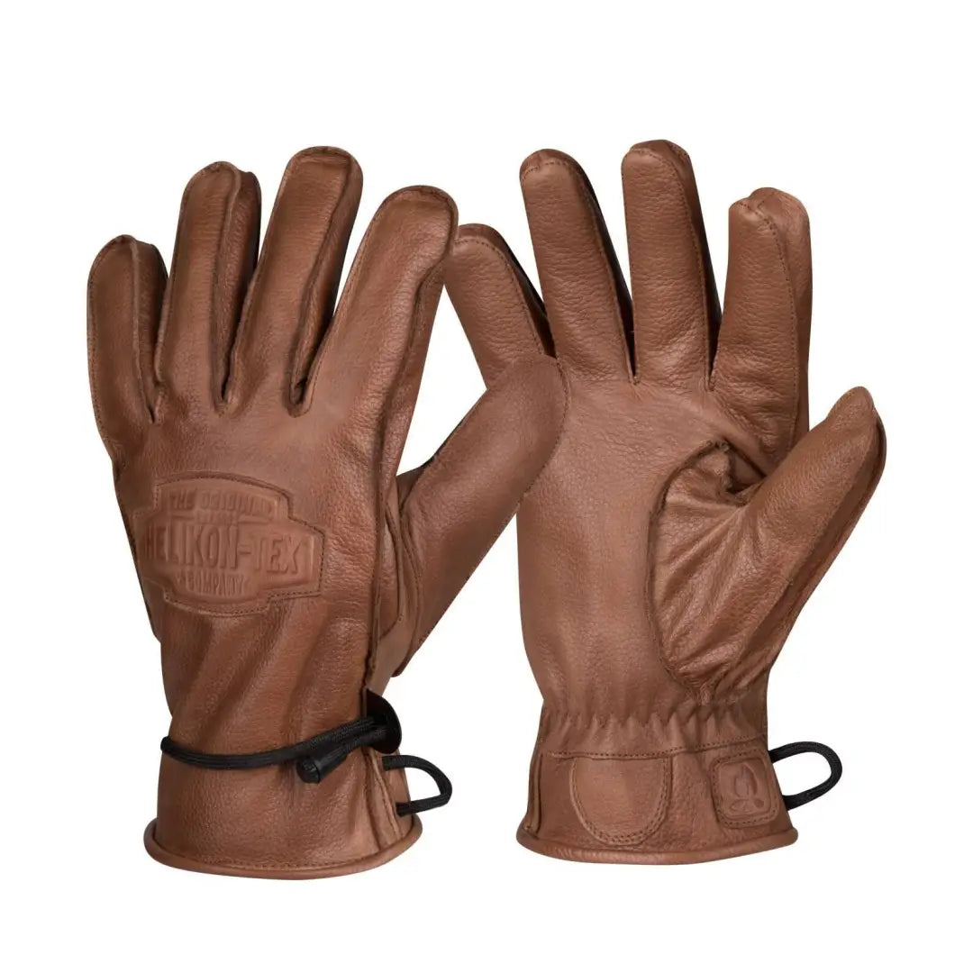 Brown leather work gloves with adjustable straps perfect for Helikon-Tex Ranger Winter Gloves